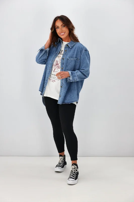 Elm Odette L/S Denim Shirt Mid Blue Wash