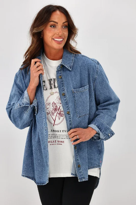 Elm Odette L/S Denim Shirt Mid Blue Wash