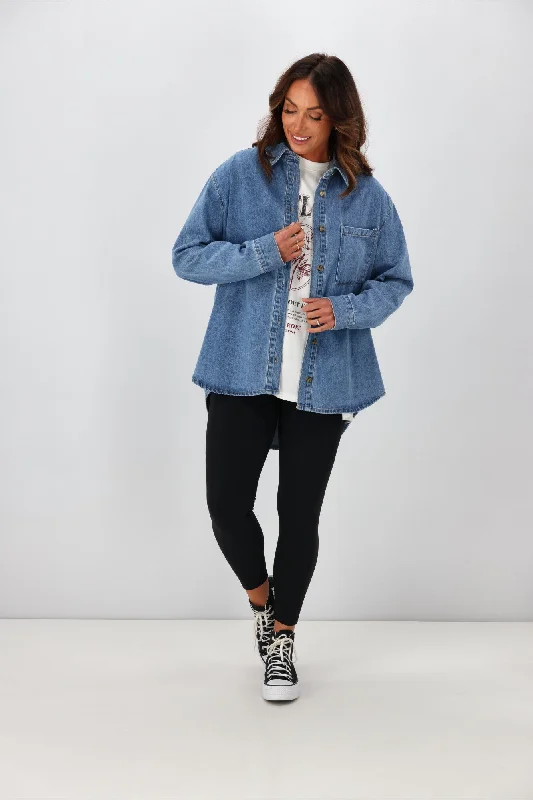 Elm Odette L/S Denim Shirt Mid Blue Wash