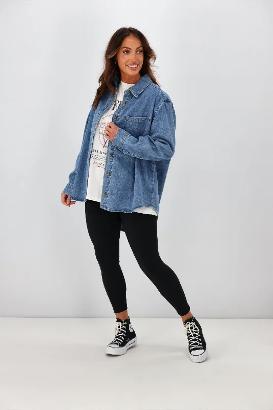 Elm Odette L/S Denim Shirt Mid Blue Wash