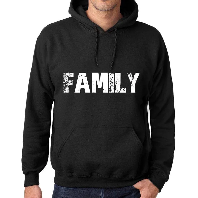 Men's Women's Unisex Printed Graphic Cotton Hoodie Soft Heavyweight Hooded Sweatshirt Pullover Popular Words FAMILY Deep Black