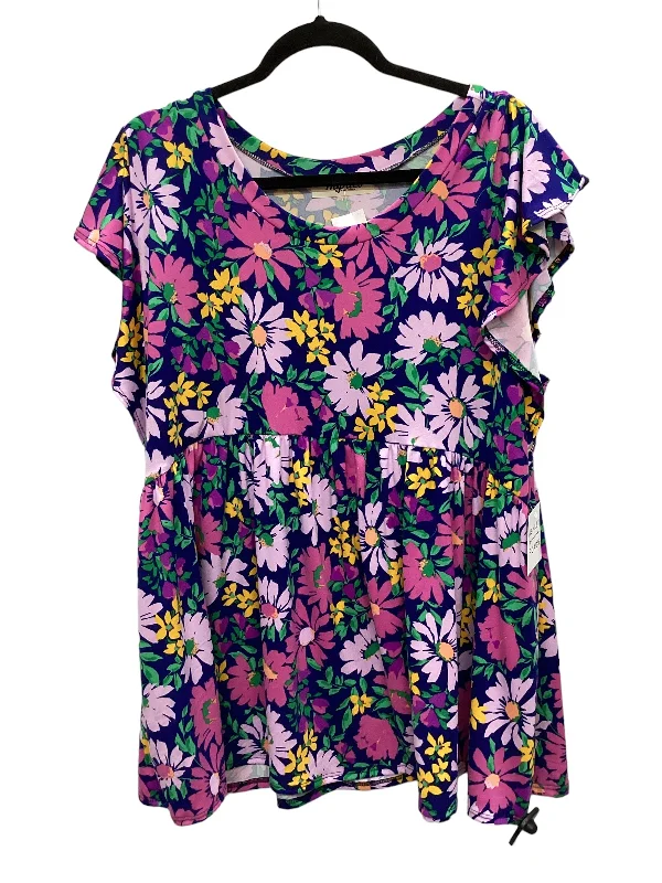 Floral Print Top Sleeveless Haptics, Size 1x