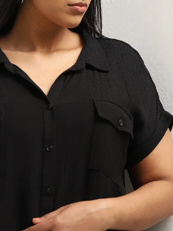 Gia Black Crinkled Shirt