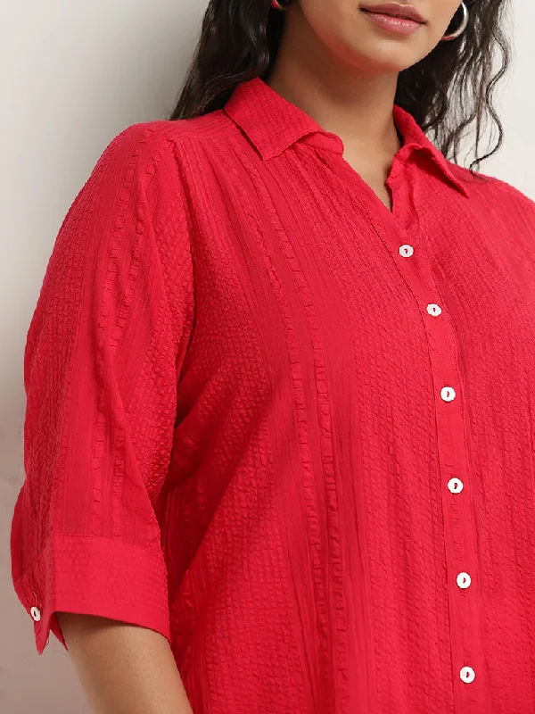 Gia Red Seersucker Shirt