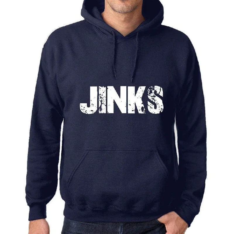 Unisex Printed Graphic Cotton Hoodie Popular Words JINKS French Navy