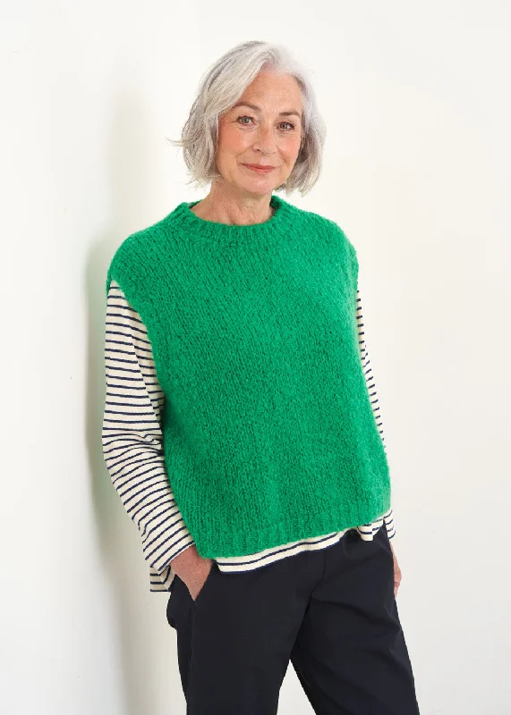 LOLA KNITTED ROUND NECK TANK - GREEN