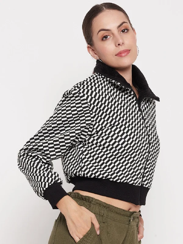 Madame Colour Blocked Black Crop Sweatshirt