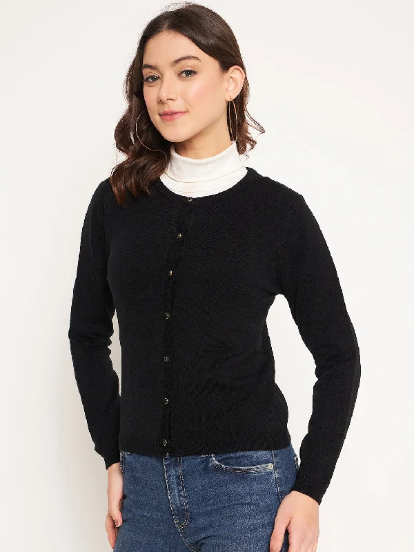 Madame Black Round Neck Cardigan