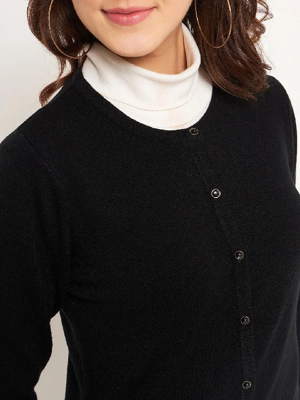 Madame Black Round Neck Cardigan