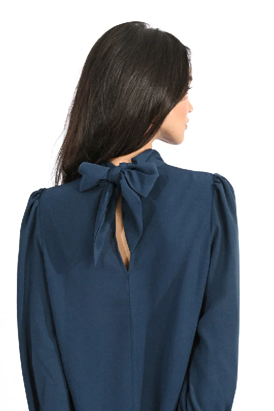 Molly Bracken Front Neck Tie Blouse Duck Blue