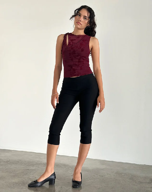 Moni Vest Top in Botanical Flower Maroon