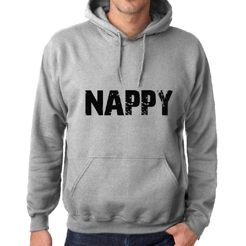 Unisex Printed Graphic Cotton Hoodie Popular Words NAPPY Grey Marl