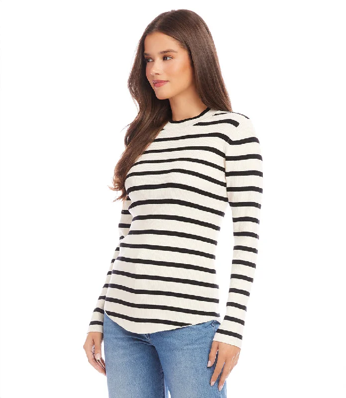 Stripe Shirttail Sweater