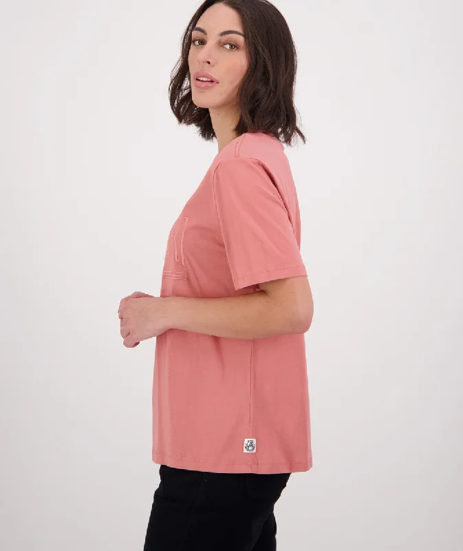 Swanndri Academy Embroided T Shirt Dusty Rose