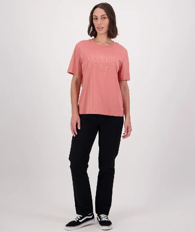 Swanndri Academy Embroided T Shirt Dusty Rose