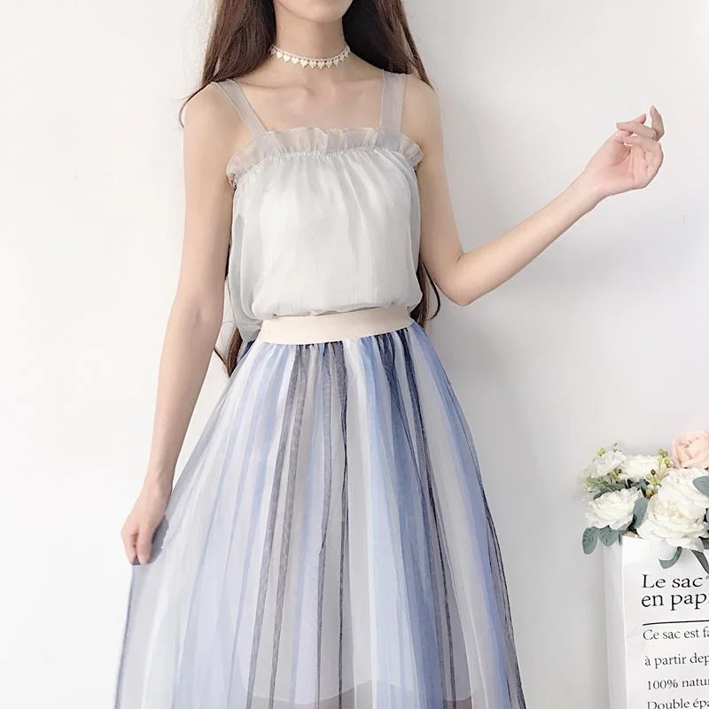 Women's Pure Color Chiffon Crop Top