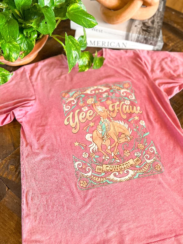 YEE HAW OVERSIZED TEE, PINK