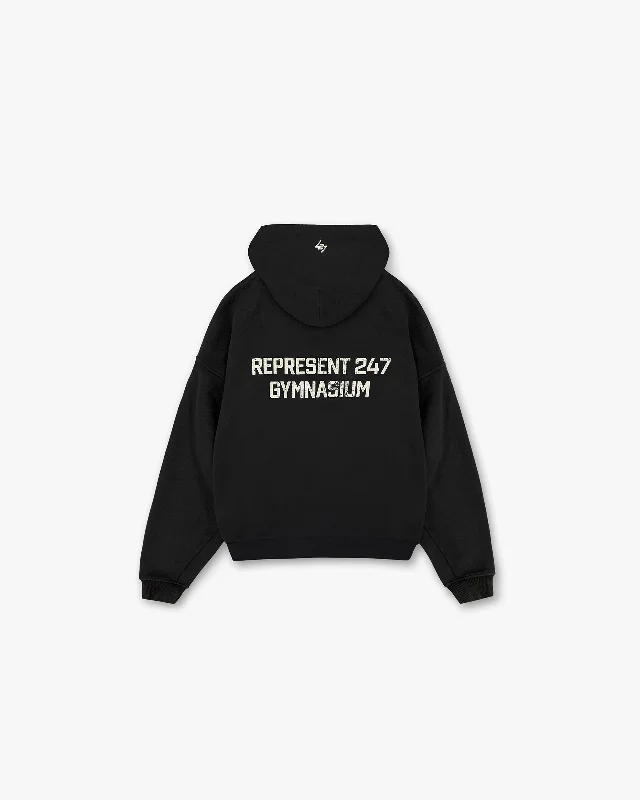 247 Gymnasium Boxy Zip Hoodie - Off Black