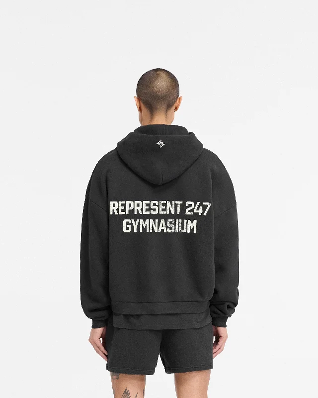 247 Gymnasium Boxy Zip Hoodie - Off Black