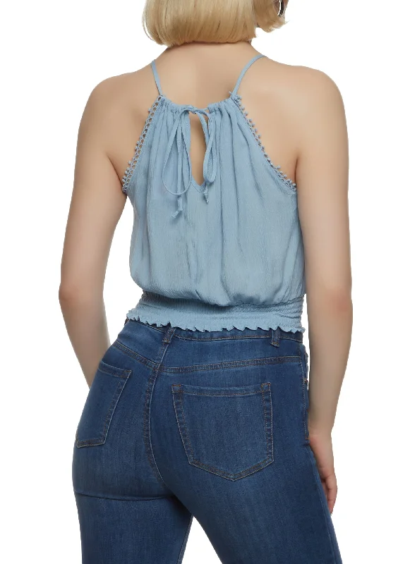 Smocked Waist Halter Top