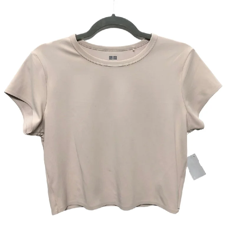 Beige Top Short Sleeve Basic Uniqlo, Size M