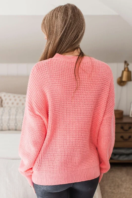 Captivating In Color Knit Sweater- Bright Coral