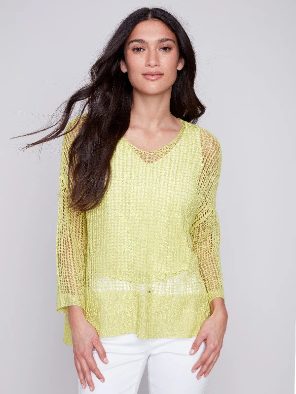 Fishnet Crochet Sweater - Anise