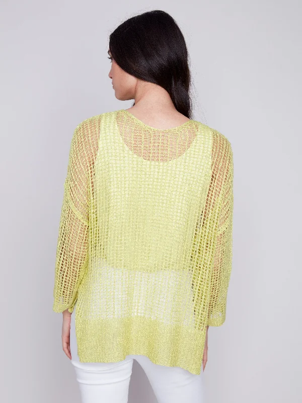 Fishnet Crochet Sweater - Anise