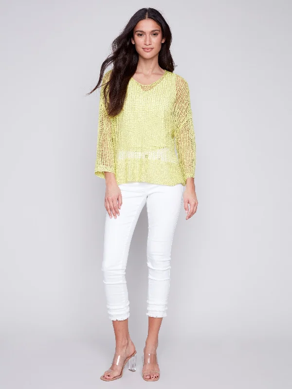 Fishnet Crochet Sweater - Anise