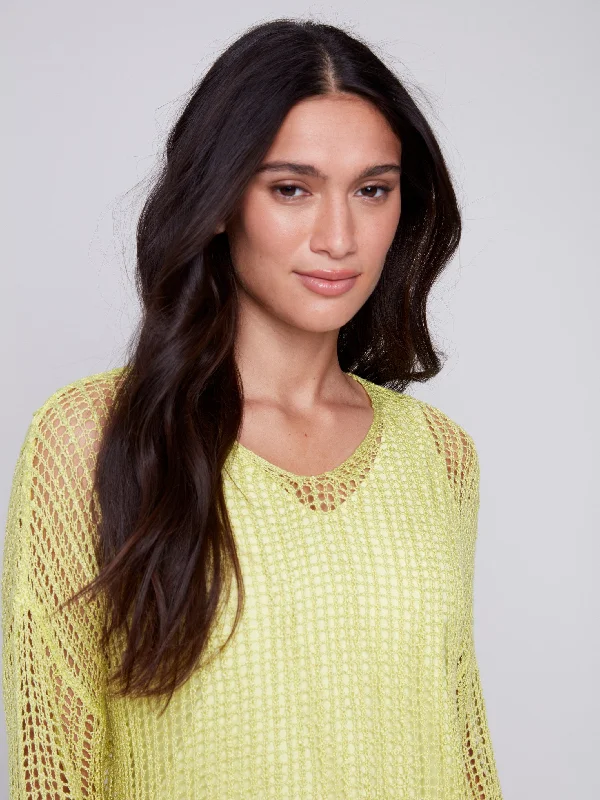 Fishnet Crochet Sweater - Anise