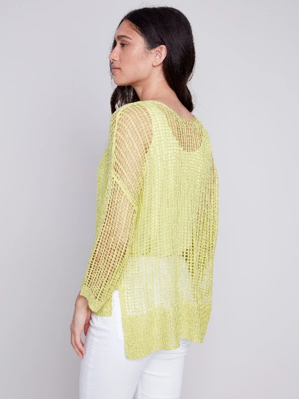 Fishnet Crochet Sweater - Anise