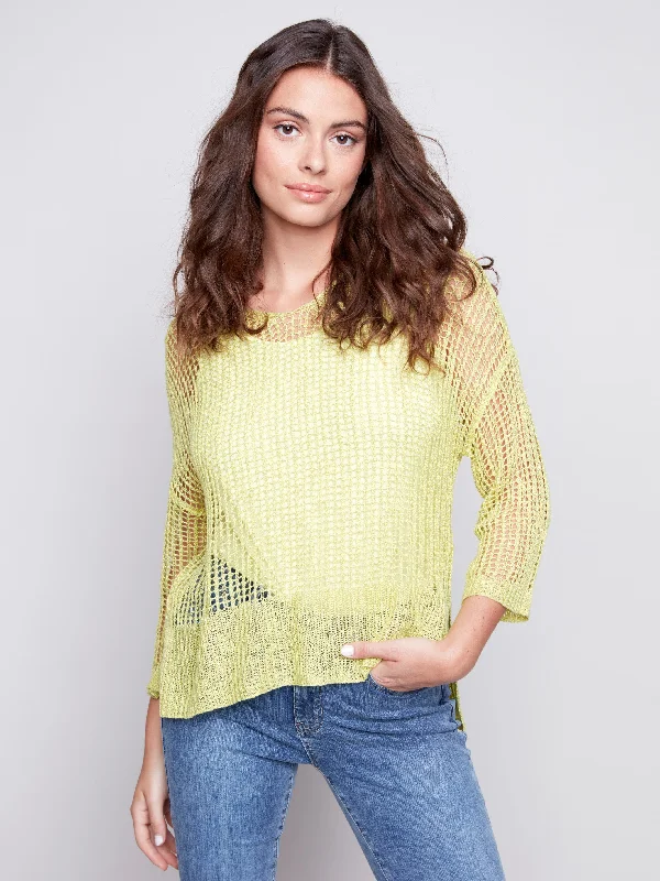 Fishnet Crochet Sweater - Anise