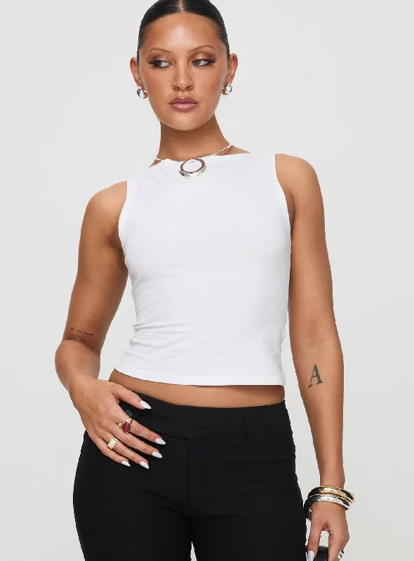 Fitzy High Neck Top White