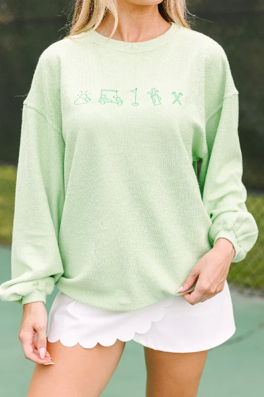 Golf Icons Melon Green Embroidered Corded Sweatshirt