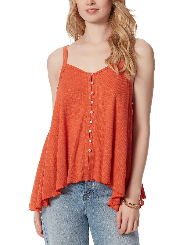 Gwen Womens Hi-Low Button-Down Tank Top