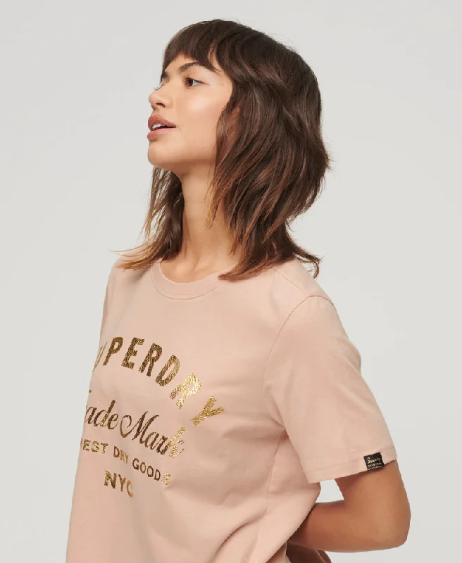 Luxe Metallic Logo T-Shirt | Vintage Blush Pink