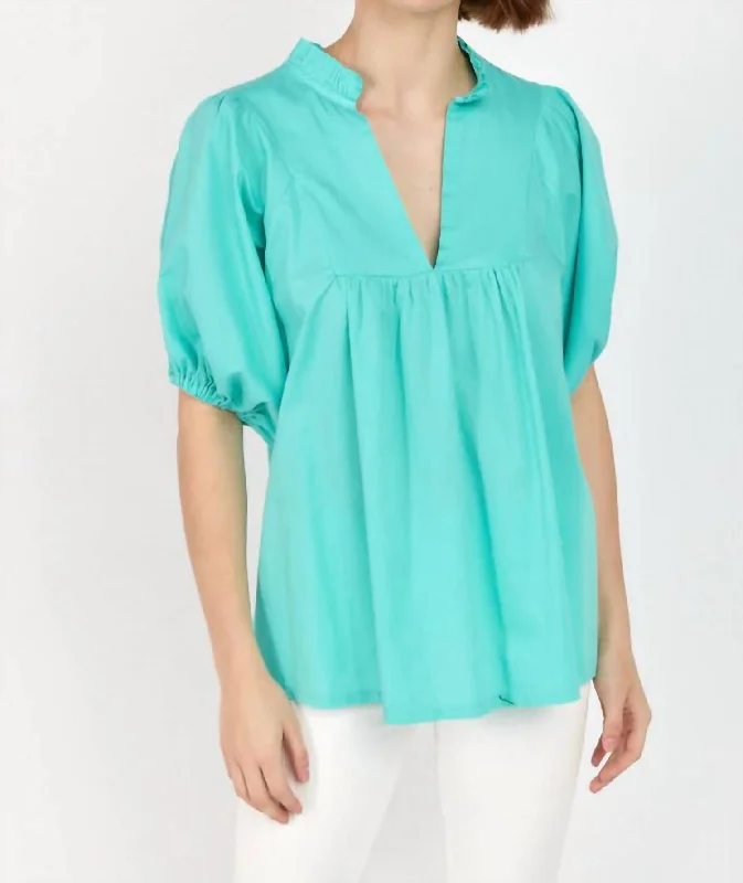 Nazim Statement Sleeve Blouse In Emerald