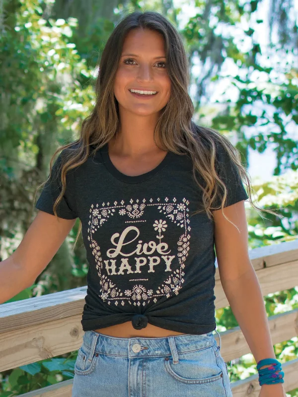 Perfect Fit Tee Shirt - Charcoal Live Happy