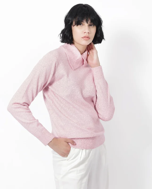 Rareism Women'S Reni Pink Acrylic Fabric Full Sleeves Over Lap Regular Fit Plain Sweater