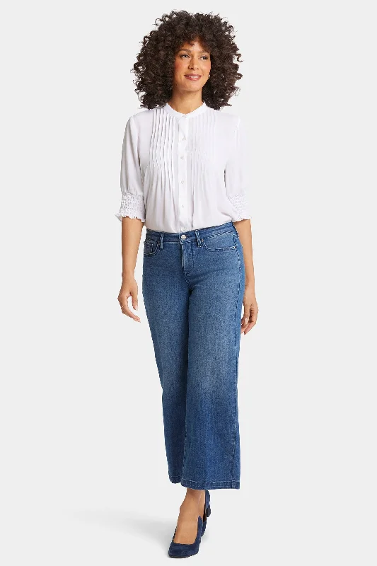 Teresa Wide Leg Ankle Jeans - Mission Blue