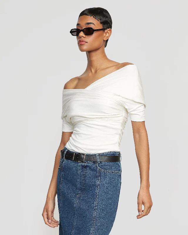 Thalia Ruched Off-Shoulder Tee