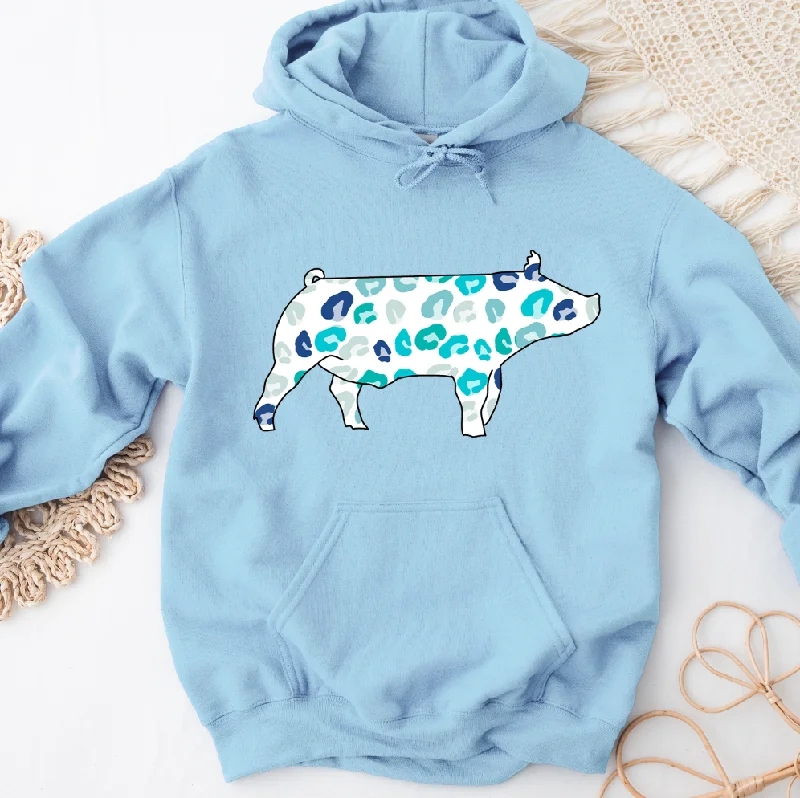 Turquoise Cheetah Pig Hoodie (S-3XL) Unisex - Multiple Colors!