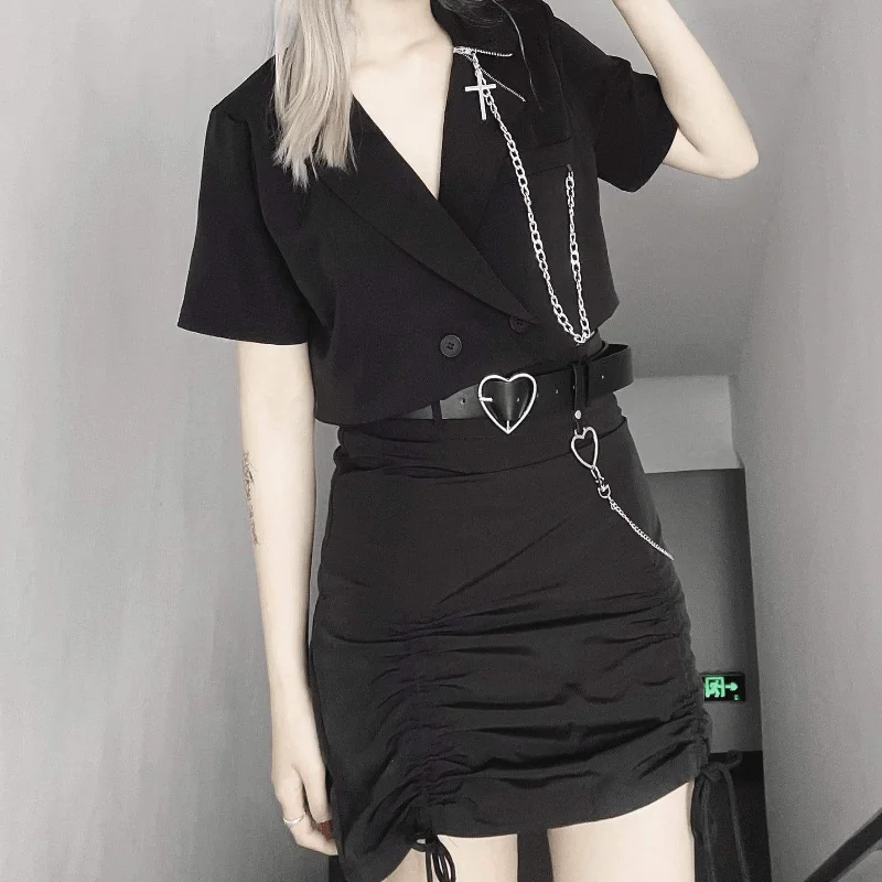 Women's Kawaii Double-breasted Suit Vest with Chain