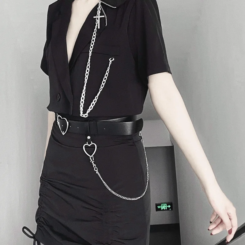 Women's Kawaii Double-breasted Suit Vest with Chain