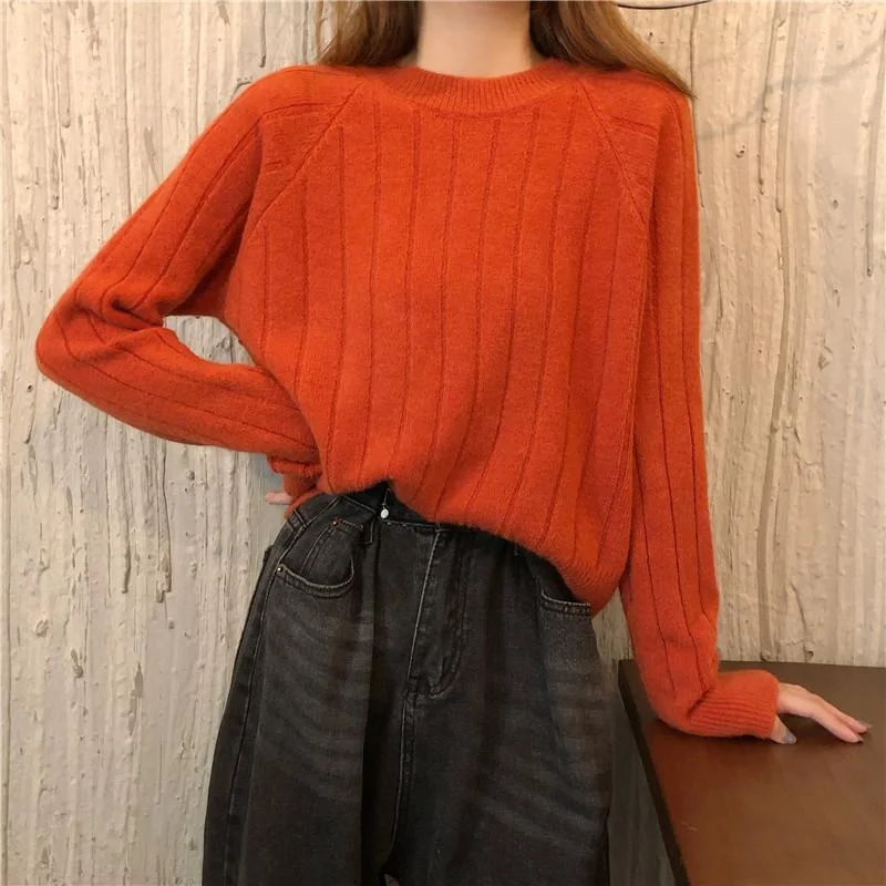 Women's Sweet Pure Color Knitted Sweaters