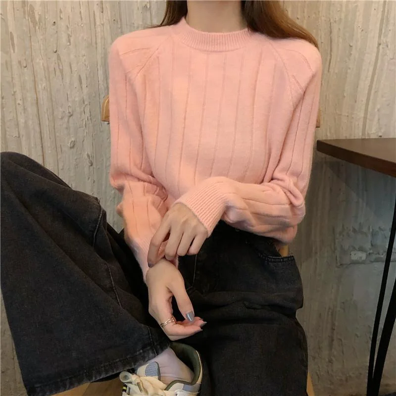 Women's Sweet Pure Color Knitted Sweaters