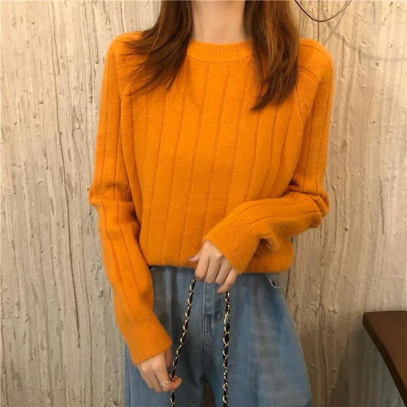 Women's Sweet Pure Color Knitted Sweaters